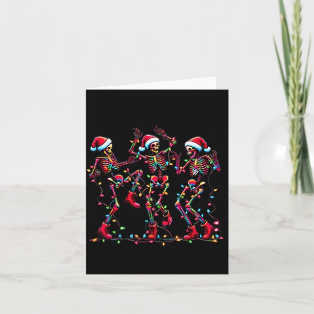 Carte Mens Womens Christmas Skeleton Santa Dancing Light (Devant)