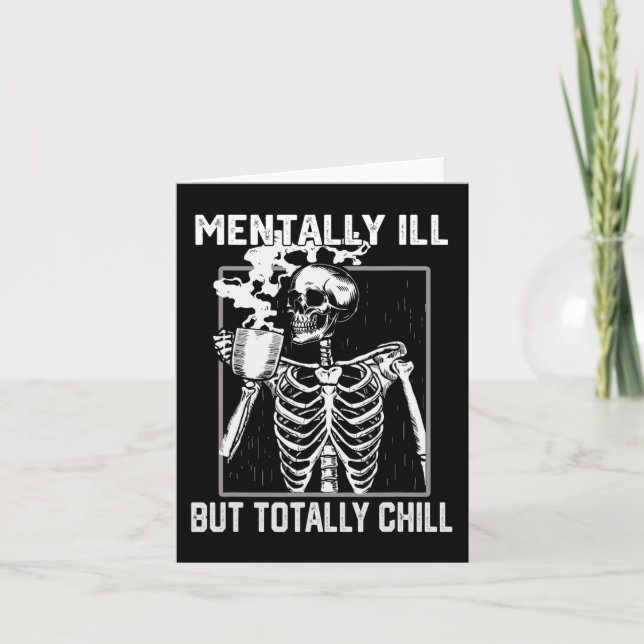 Carte Mentalement Mal Mais Totalement Chill Halloween Sq (Devant)