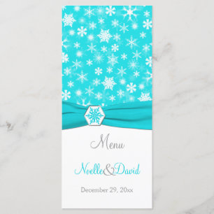 Carte menu Aqua, White, Grey Snowflakes
