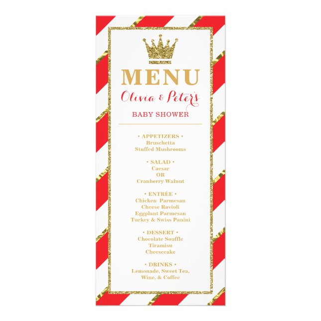 Carte menu, Baby shower, Prince, Pack 25 (Devant)