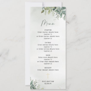 Carte Menu Baptême Botanique Luxueuse