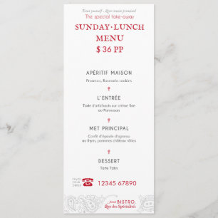 Carte menu Bistro