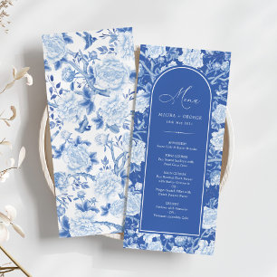 Carte menu Blue Chinoiserie Floral Porcelaine