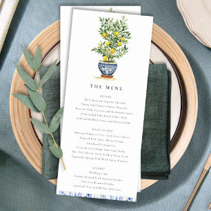 Carte menu Boho Watercolor Yellow Lemmon Tree
