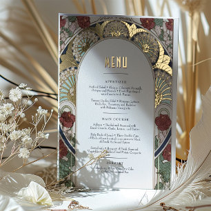 Carte Menu Burgundy Gold Art Nouveau Mucha