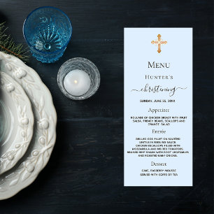 Carte menu Christening boy blue pastels