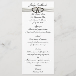 Carte Menu Coeurs Diamants Noir & Blanc