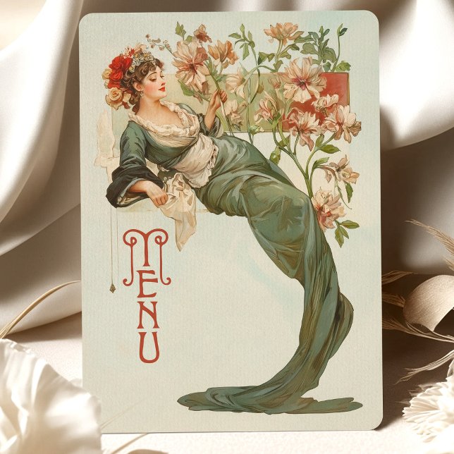 Carte Menu Déesse Florale Art Nouveau (Créateur téléchargé)