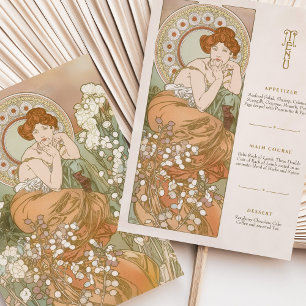 Carte Menu Déesse Florale Art Nouveau vintage