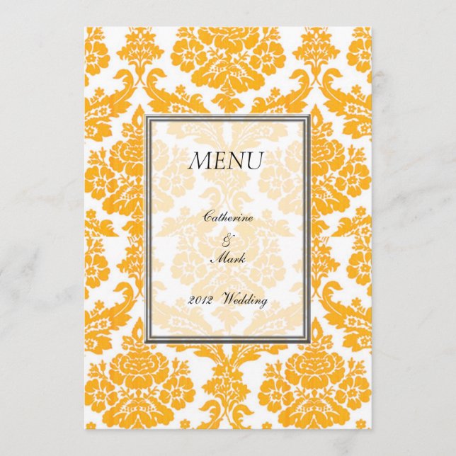 carte menu du dîner, damas (Devant)