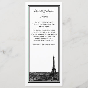 Carte menu encadrée Paris Skyline