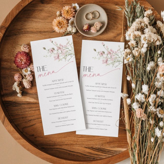 Carte menu Fête des mariées Jardin Floral Rose (Créateur téléchargé)