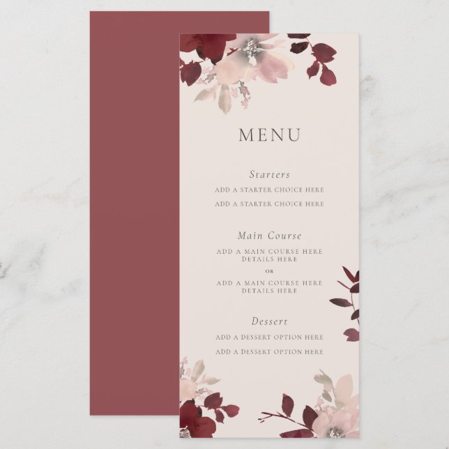 Carte Menu Garden Love (Devant / Derrière)