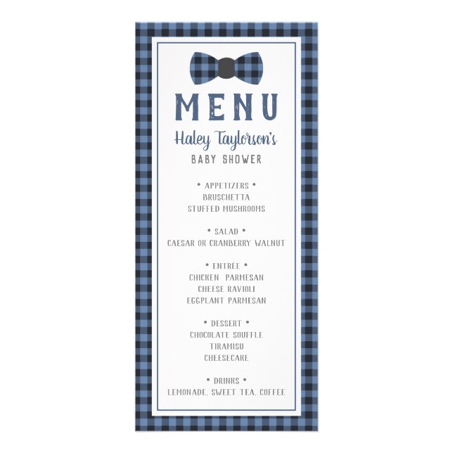 Carte menu Little Man, Baby shower (Devant)