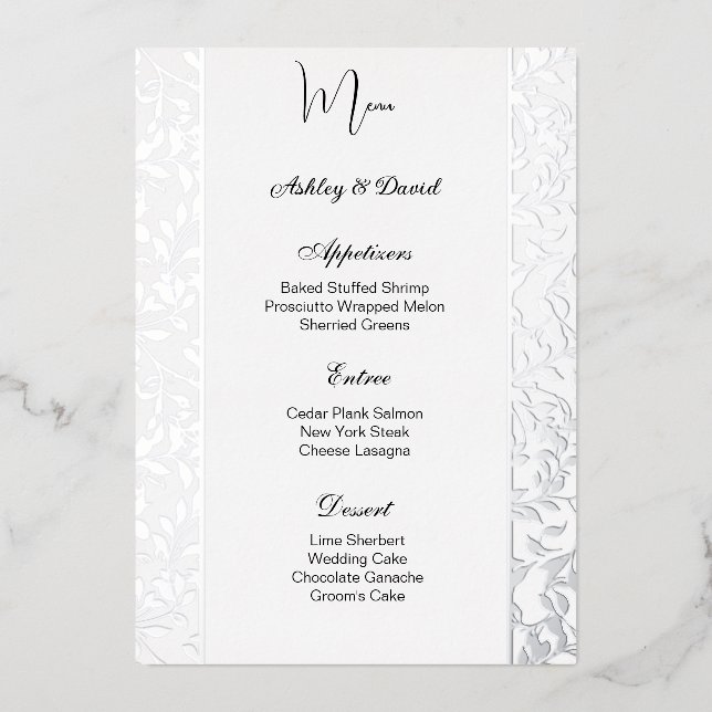 Carte menu Mariage (Recto)