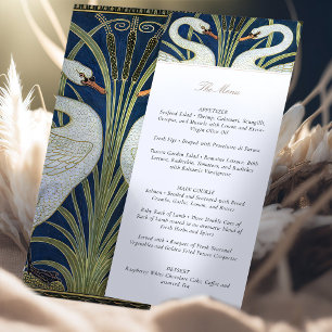 Carte Menu Mariage Art Déco Swans vintages
