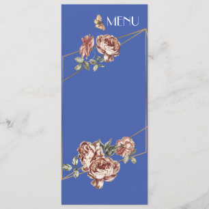 Carte "Menu" Mariage Blue Ray of Floral