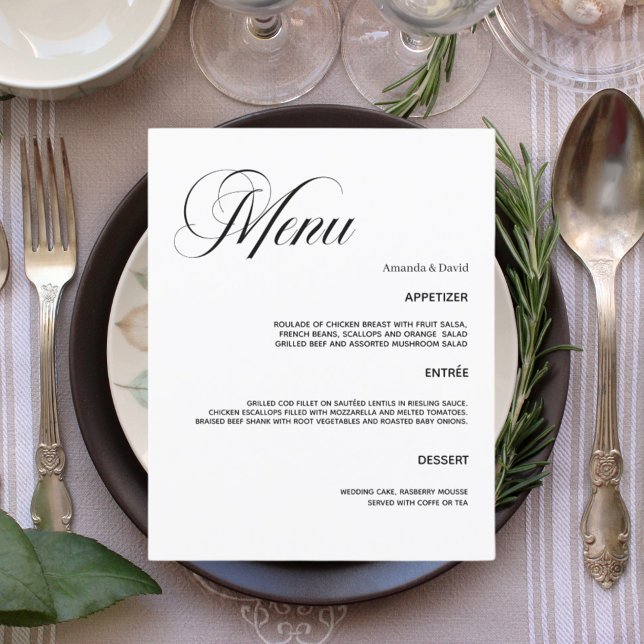 Carte menu mariage classique pour le dîner (Créateur téléchargé)