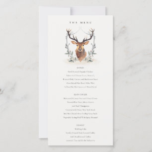 Carte menu Mariage Cute Dusky Deer Floral Crest