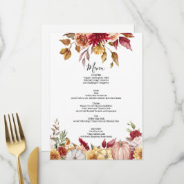 Carte menu mariage de automne floral
