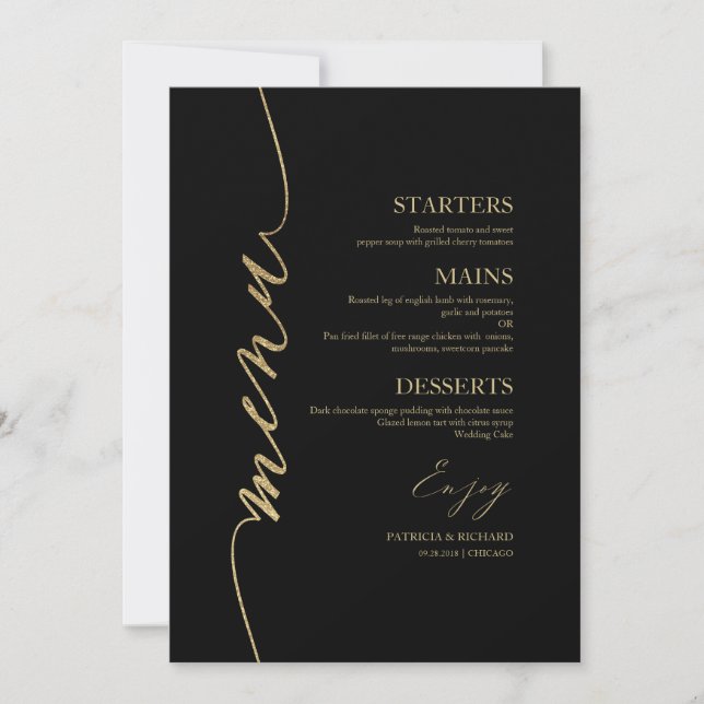 Carte Menu Mariage De Script Favorite Pour Plaque (Devant)