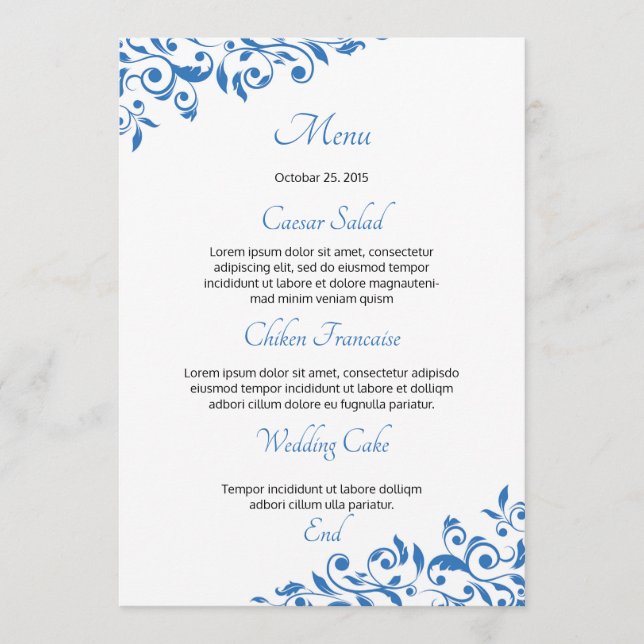 Carte menu Mariage Floral (Devant)