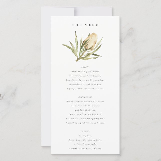 Carte menu Mariage Floral Banksia Floral mignonne (Devant)