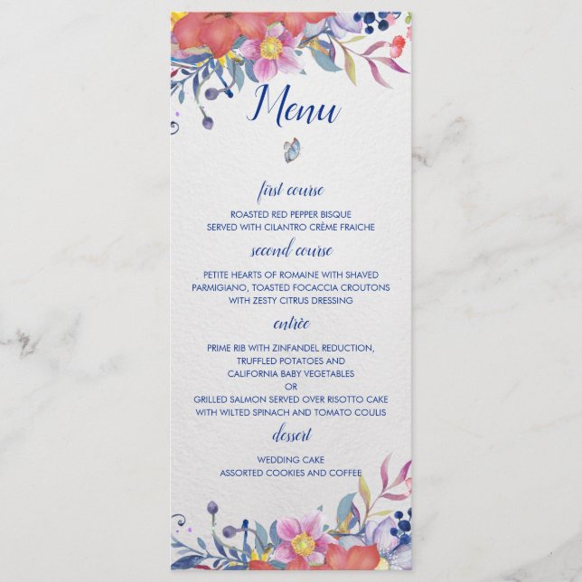 Carte Menu Mariage Jardin enchantée (Devant)