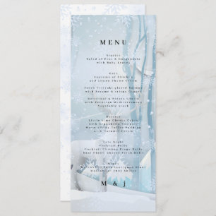 Carte menu Mariage neige d'hiver
