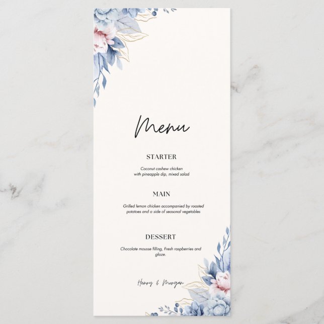 carte menu mariage plat menu (Devant)