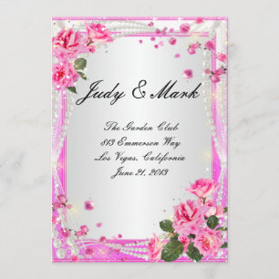Carte Menu Mariage Roses Et Perles Roses Roses Ros