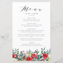 Carte menu Mariage Watercolor Winter Blooms Garlan