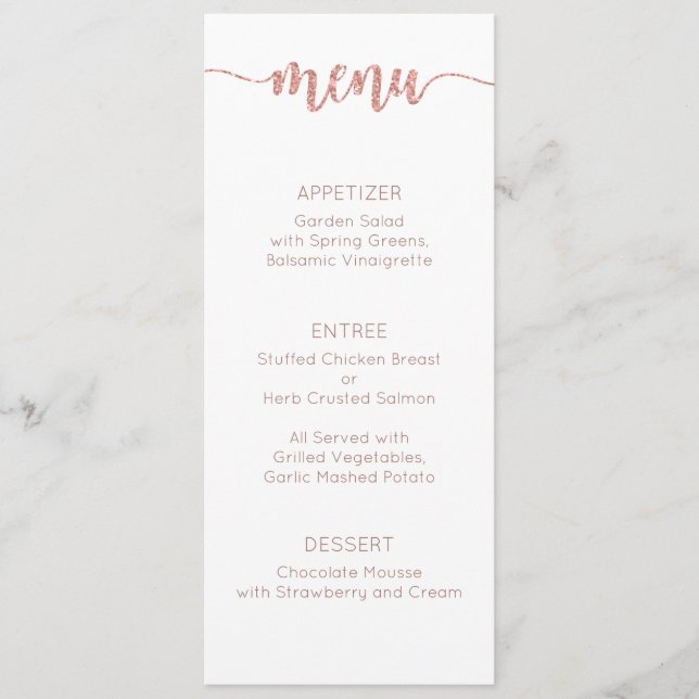 Carte Menu, Menu Mariage, Dîner, Déjeuner (Devant)