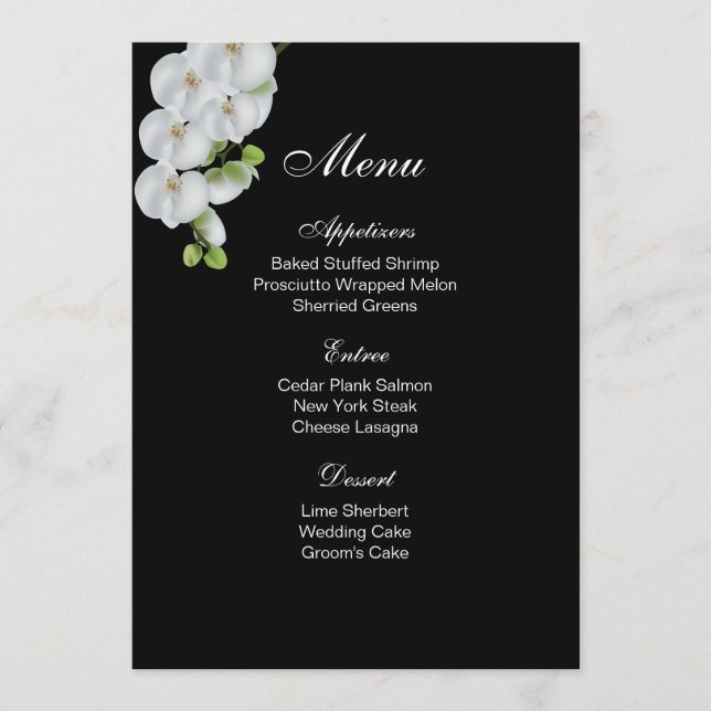 Carte menu - Orchidées blanches (Devant)
