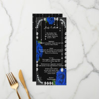 Carte Menu Romantique Roses Bleus Et Diamants Mari