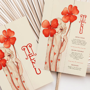 Carte Menu Rouge Clover Art Nouveau