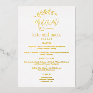Carte menu rustique Elegance REAL FOIL Elégante