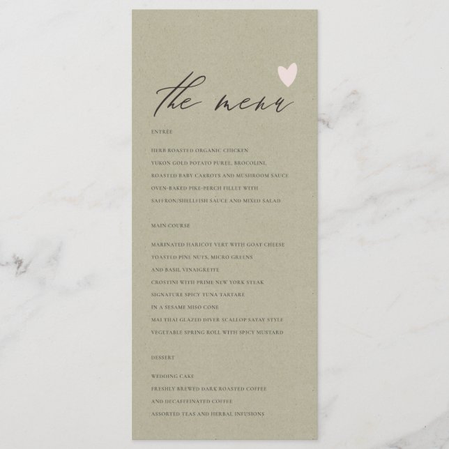 Carte menu SIMPLE ELEGANT GOLD KRAFT TYPOGRAPHIE (Devant)