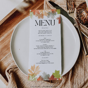 Carte Menu Thanksgiving Autumn Leaves Table Decor