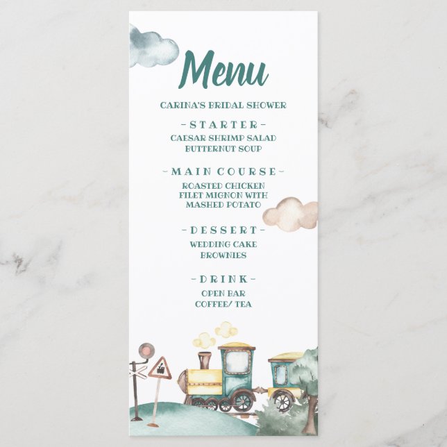 Carte menu Train Boy Second Birthday (Devant)