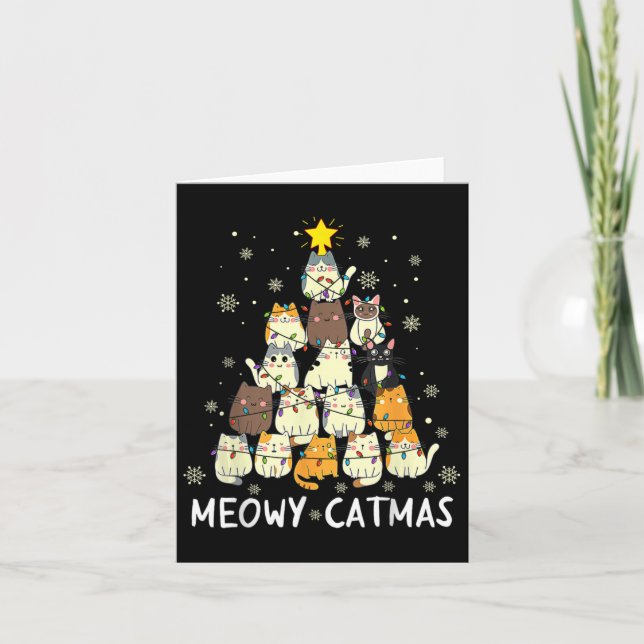 Carte Meowa Catmas Chat Noël Arbre de Noël Filles Garçon (Devant)