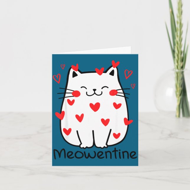 Carte Meowentine Cute Cat Valentines Day Heart Meow Kitt (Devant)