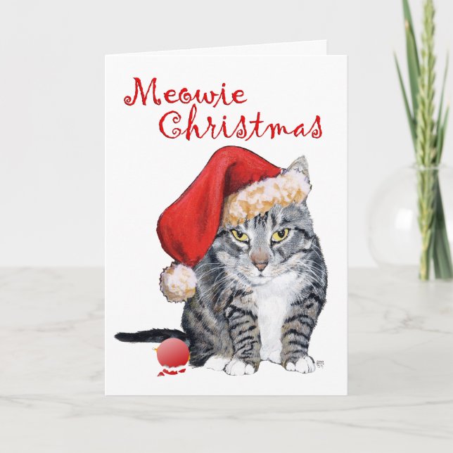 Carte Meowie Noël Tabby Cat (Devant)