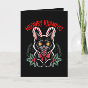 Carte Meowry Krampus Noël Chat Noir Canne à Sucre Xmas