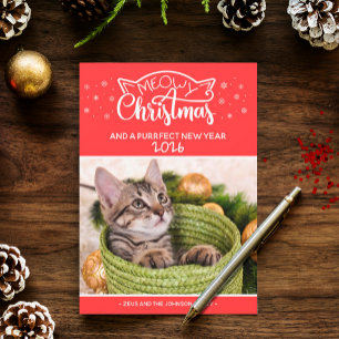 Carte Meowy Christmas and a purrfect new year photo card