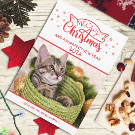 Carte Meowy Christmas and a purrfect new year photo card