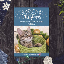Carte Meowy Christmas and a purrfect new year photo card