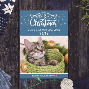 Carte Meowy Christmas and a purrfect new year photo card