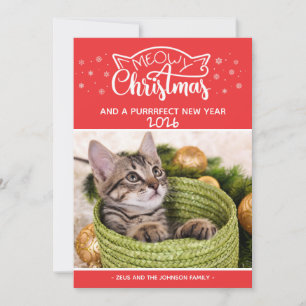 Carte Meowy Christmas and a purrfect new year photo card