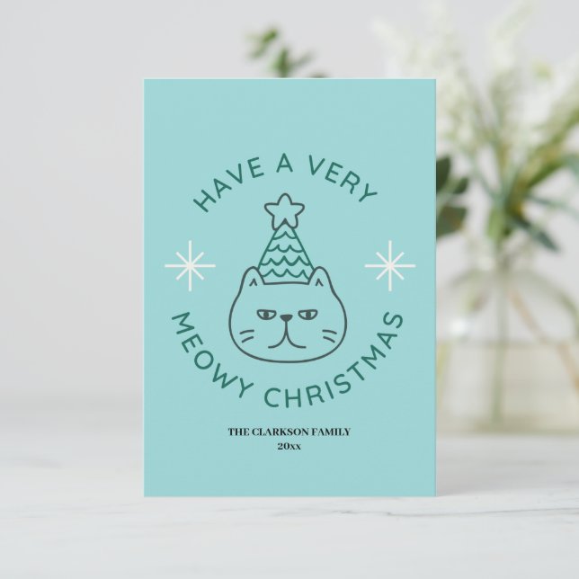 Carte Meowy Christmas, Funny Christmas Card (Debout devant)